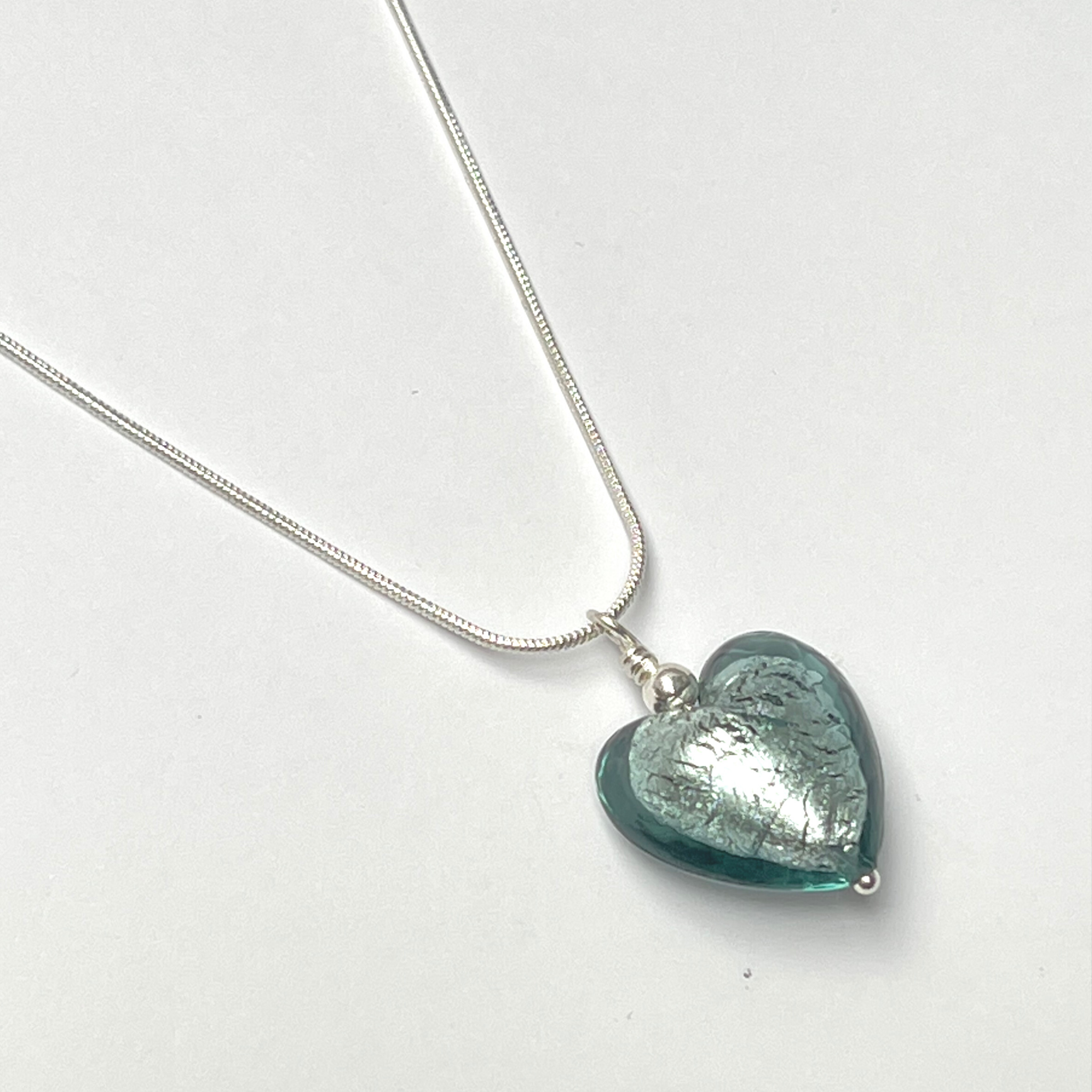 Murano Glass Heart Pendant - Sea Breeze - Majestico Gifts