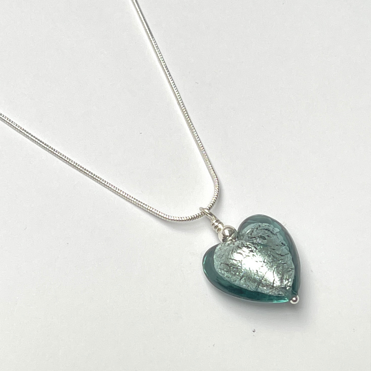 Murano Glass Heart Pendant - Sea Breeze - Majestico Gifts