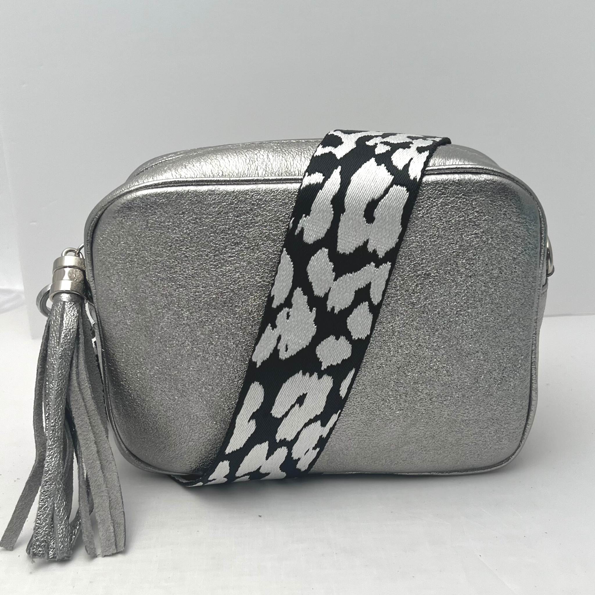 GEMMA Crossbody Leather Bag - Silver - Majestico Gifts