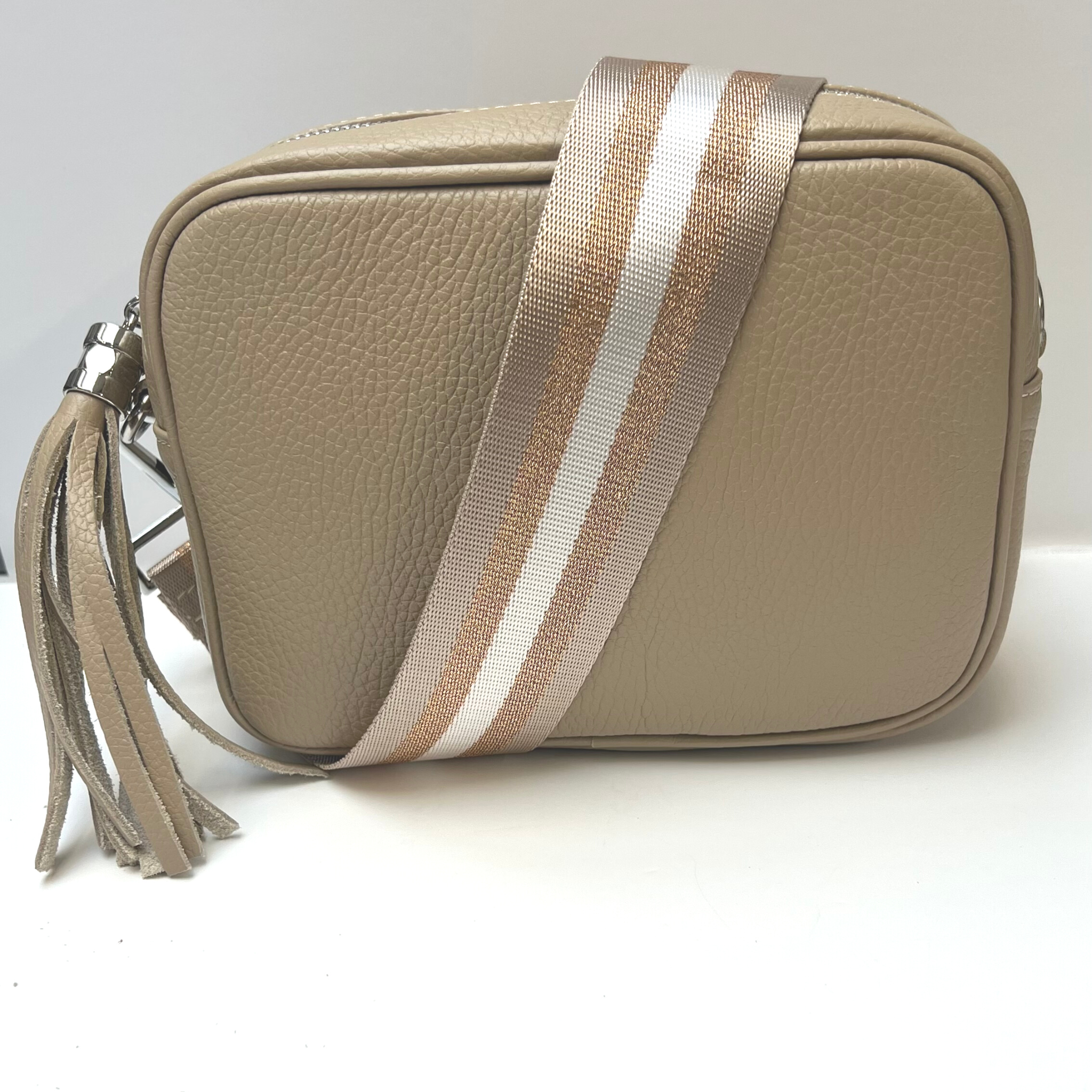 GEMMA Crossbody Leather Bag -  Taupe - Majestico Gifts