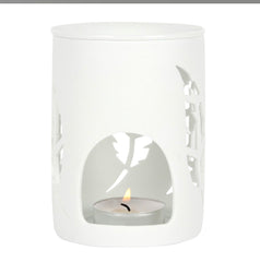 White Feather Cut Out Oil Burner - Majestico Gifts