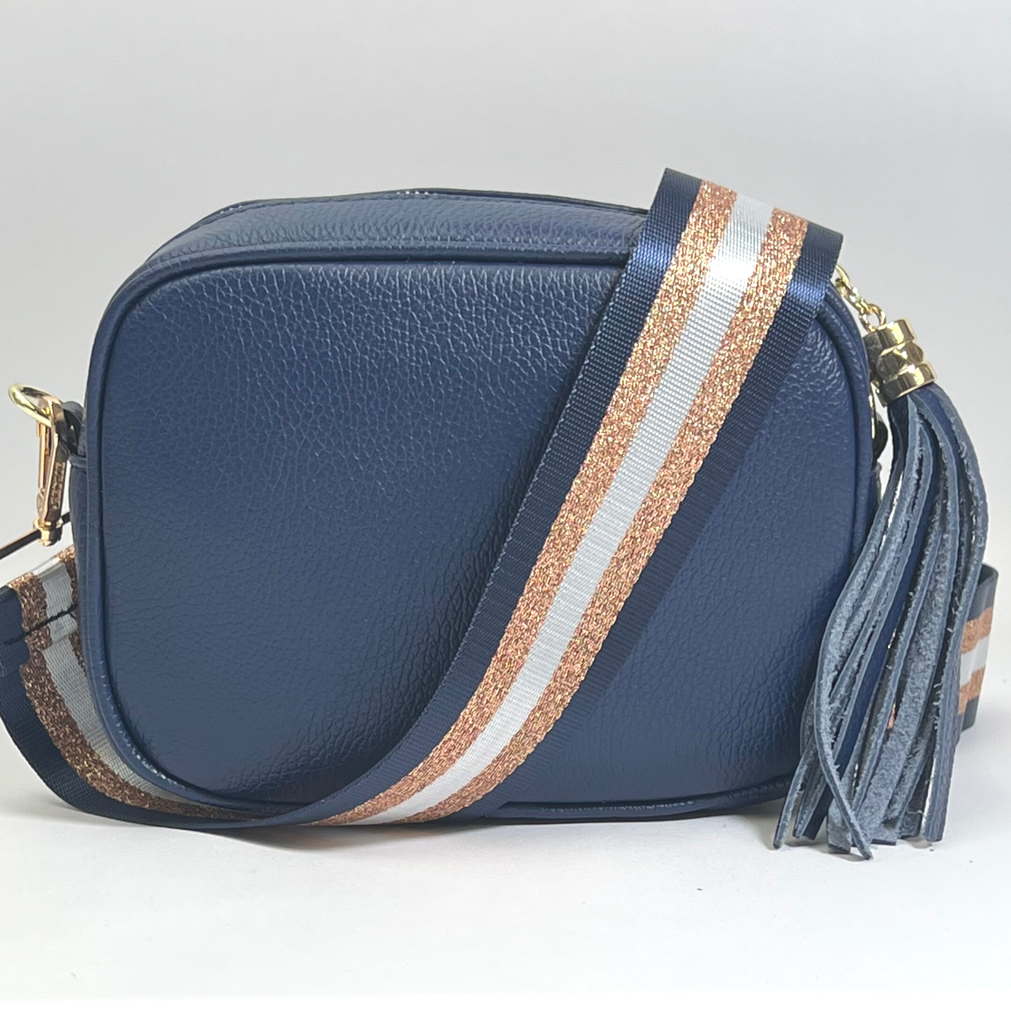 Martina Crossbody Leather Bag - Navy