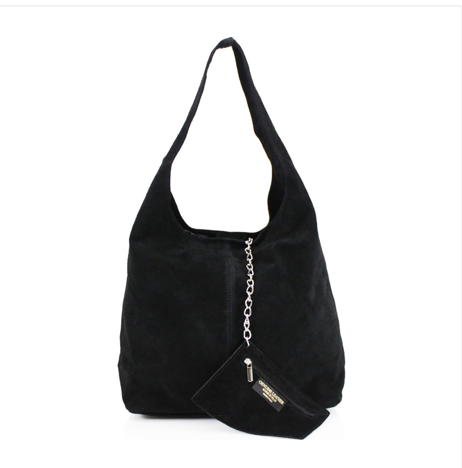 Black suede shoulder bag sale