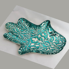 Hamsa Hand  Glass Trinket/Jewellery Dish - Majestico Gifts