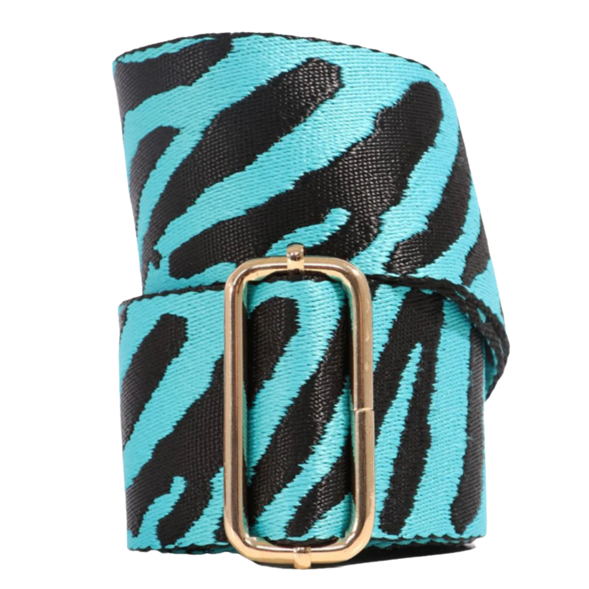 Bag Strap - Black Aqua Blue Zebra Print