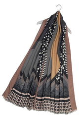 Geo Print Polka Dot Scarf - Brown Charcoal - Majestico Gifts