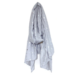 Pale grey scarf with silver stars - Majestico Gifts