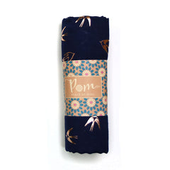 Navy Scarf with Rose Gold Swallow Print - Majestico Gifts
