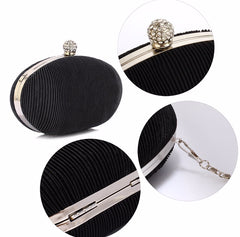 Black Crystal Satin Evening Clutch Bag - Majestico Gifts