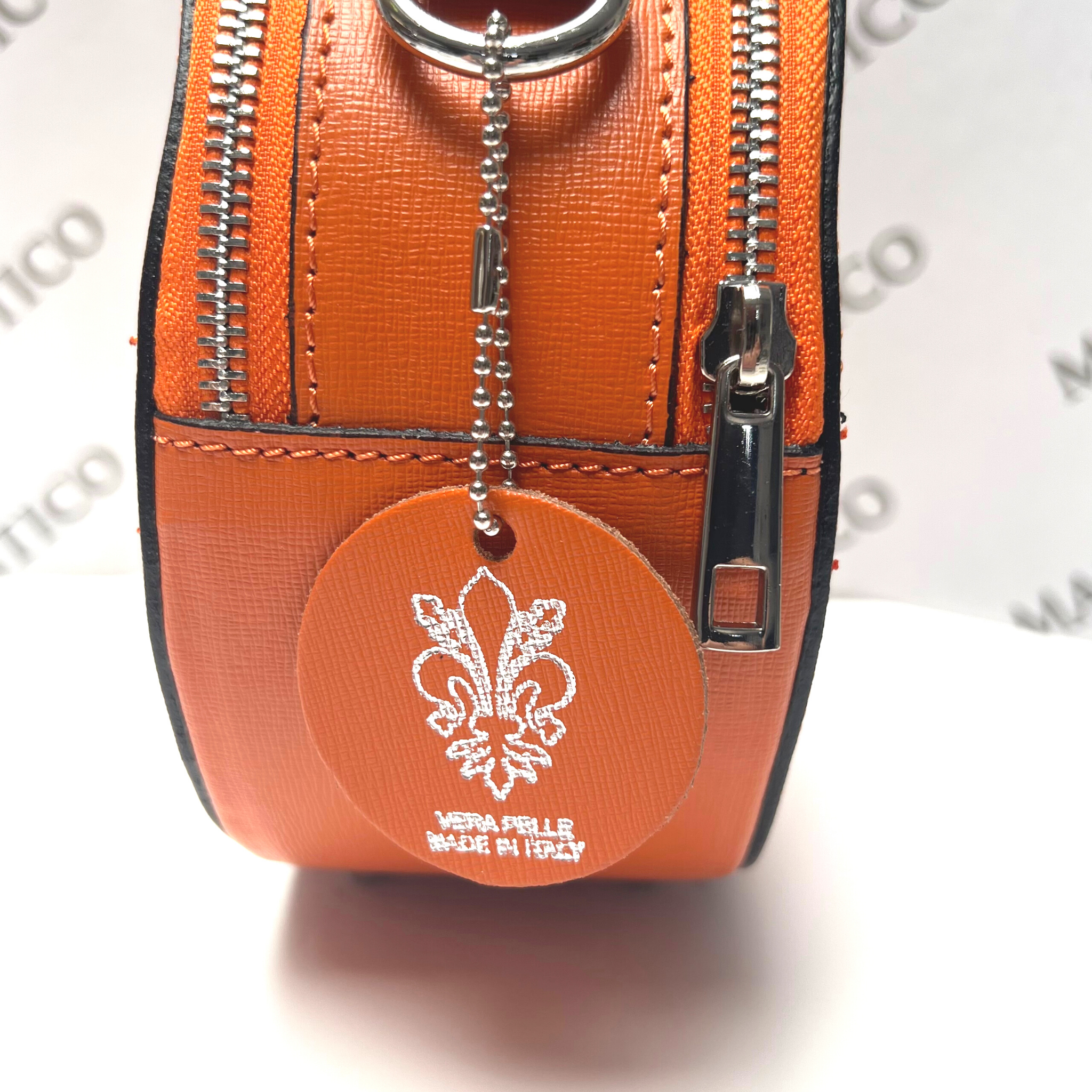 ANNA Genuine Leather Circular Bag - Orange - Majestico Gifts