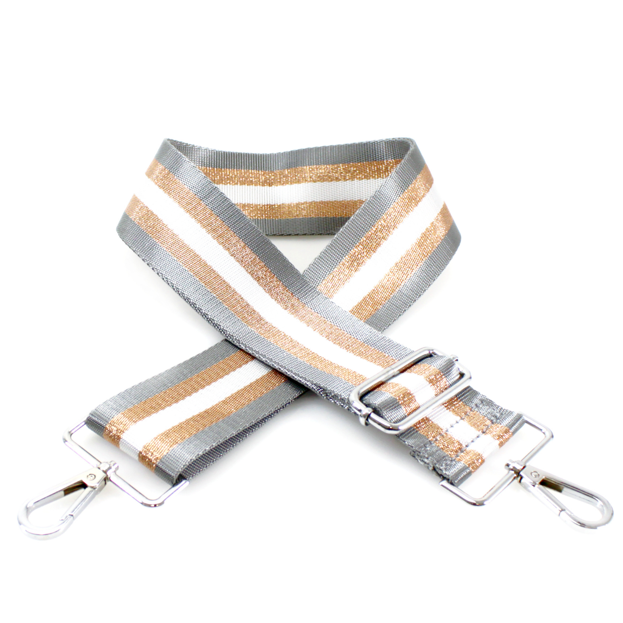 Bag Strap - Silver Rose Gold Glitter Stripe - Majestico Gifts