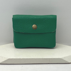 Genuine Leather Coin/Card Purse - Made in Italy - Emerald Green - Majestico Gifts