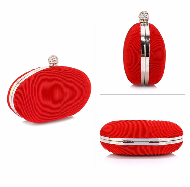 Red Crystal Satin Evening Clutch Bag - Majestico Gifts