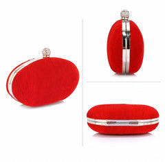 Red Crystal Satin Evening Clutch Bag - Majestico Gifts