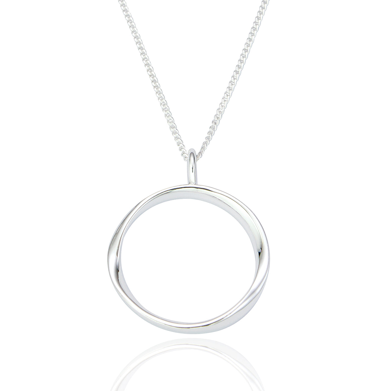 Daina Open Circle Pendant & Chain - Sterling Silver - Majestico Gifts