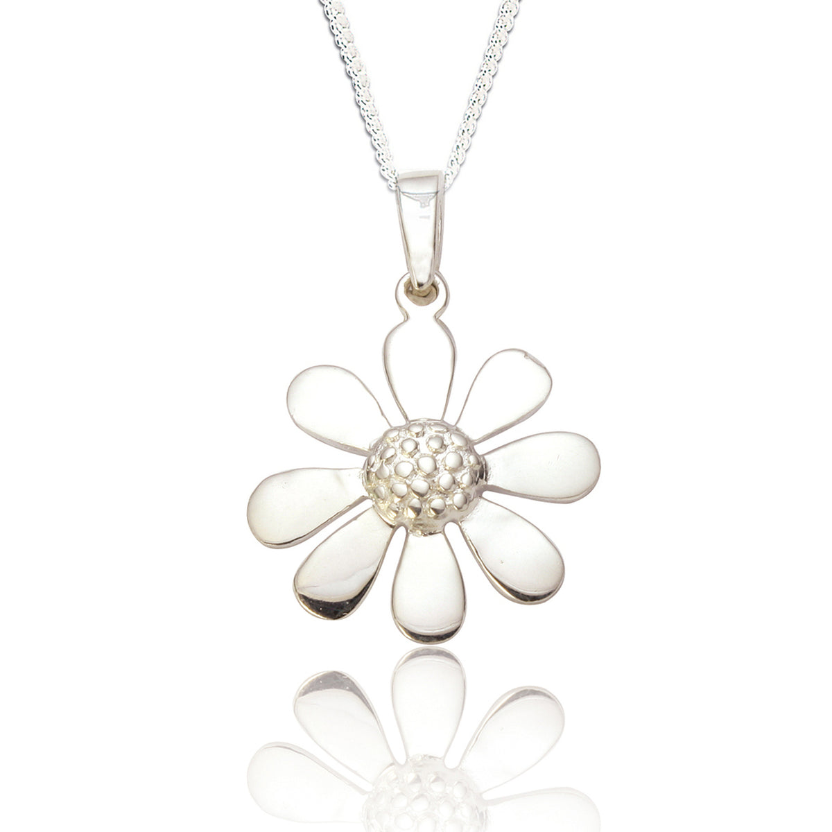 Daisy Pendant & Chain - Sterling Silver - Majestico Gifts