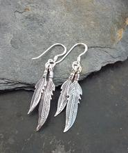 Double Feather Drop Earrings - Sterling Silver - Majestico Gifts