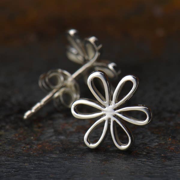 Sterling Silver Daisy Stud Earrings - Majestico Gifts