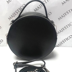 ANNA Genuine Leather Circular Bag Black - Majestico Gifts