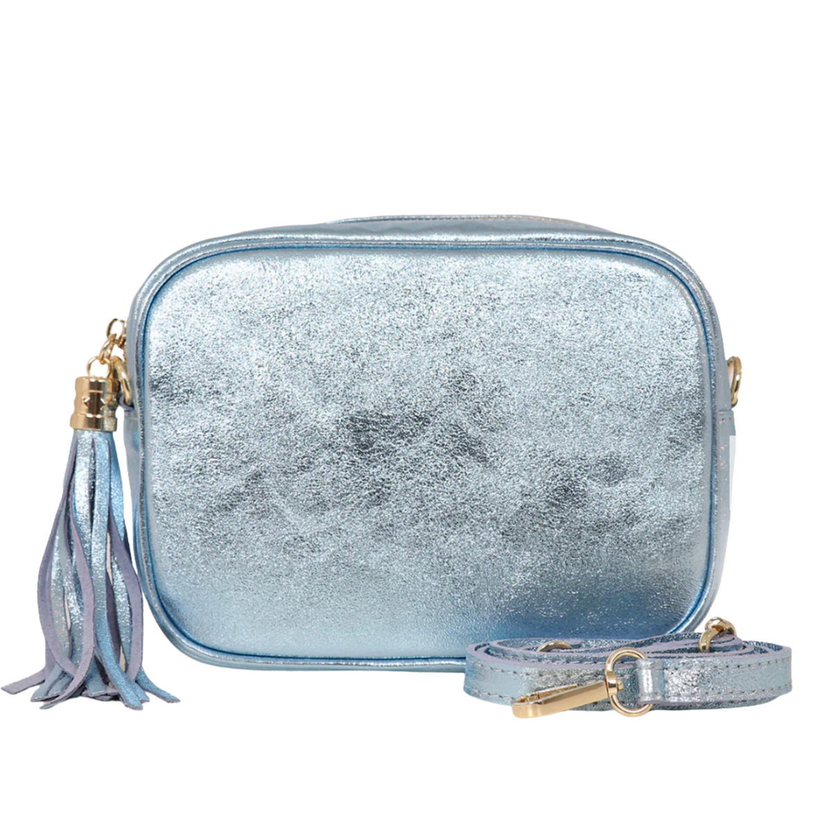 Metallic Leather Bag - Ice Blue