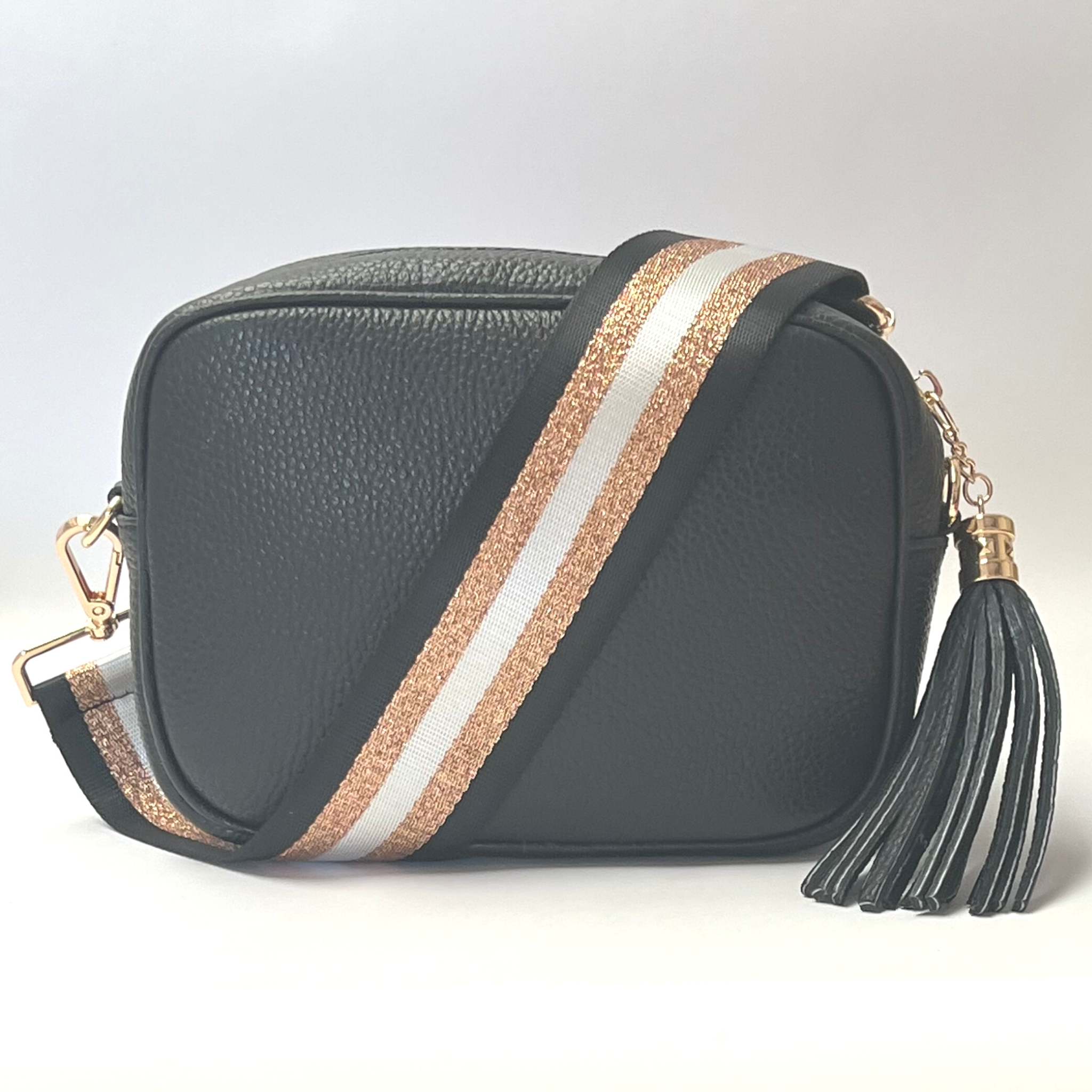 Martina Crossbody Leather Bag - Black