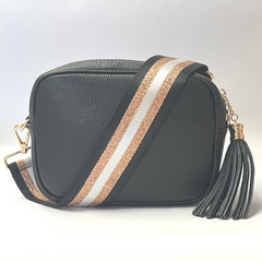 Martina Crossbody Leather Bag - Black