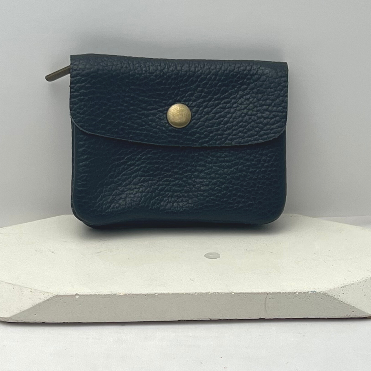 Genuine Leather Coin/Card  Purse - Made in Italy - Navy - Majestico Gifts