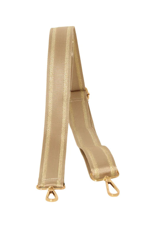 Bag Strap- Taupe Gold Stripe Metallic