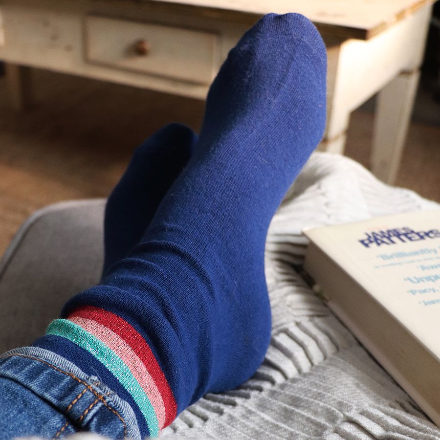 Ladies Socks Mixed Blues - Majestico Gifts