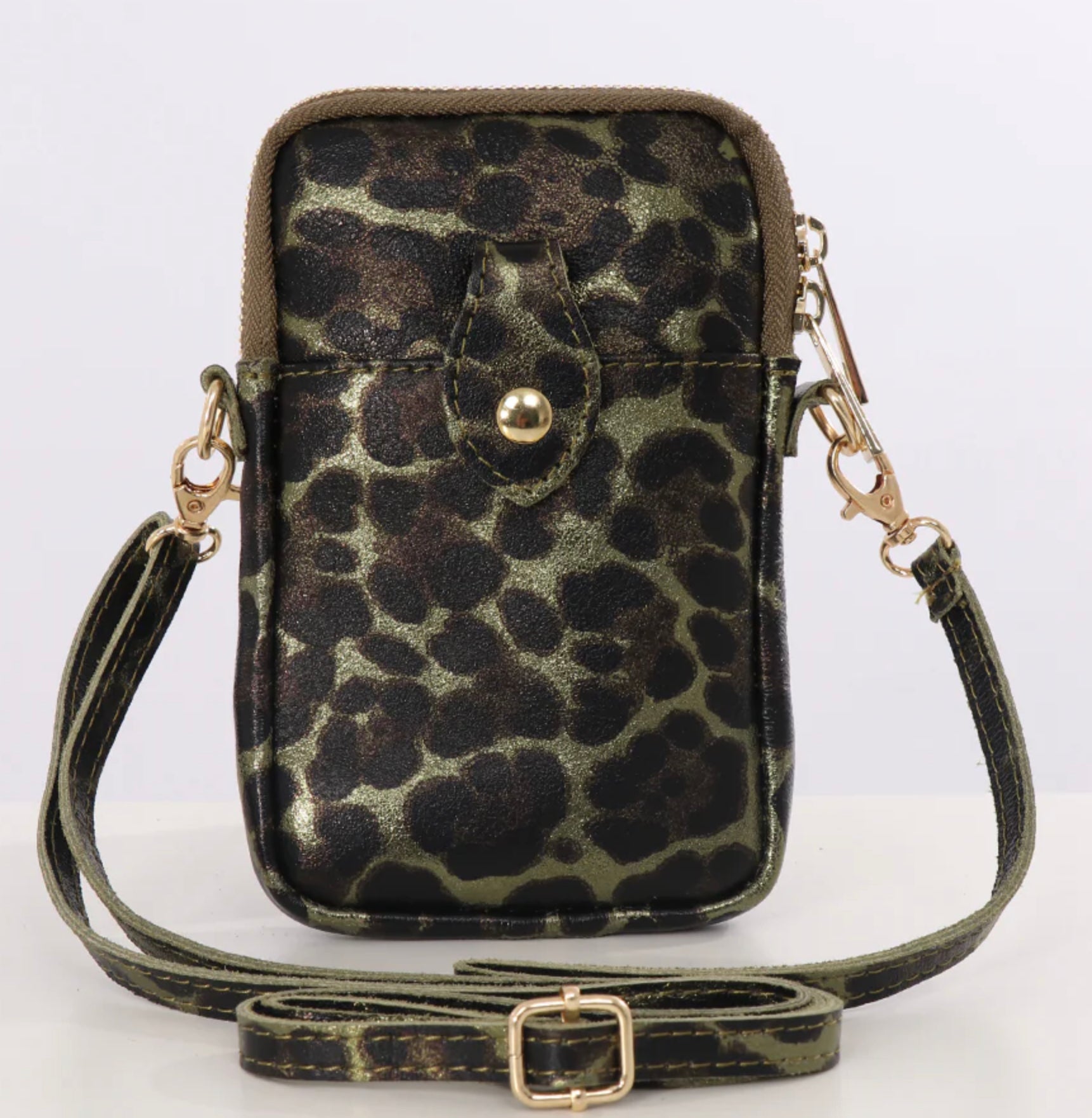 Leopard print shop leather crossbody bag