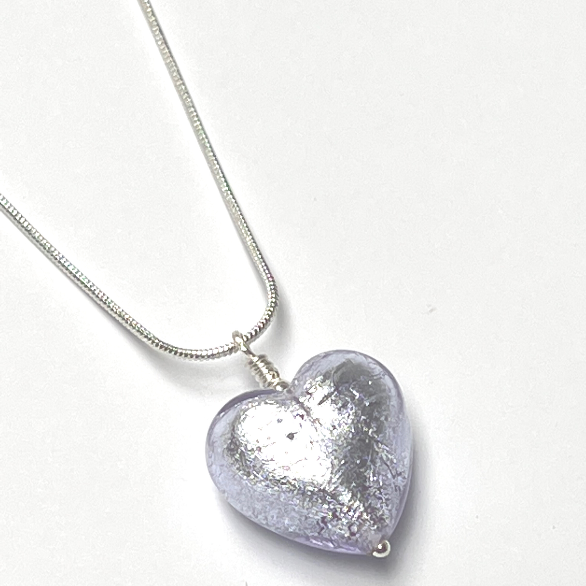 Murano Glass Heart Pendant - Alexandrite Lilac Ice - Majestico Gifts