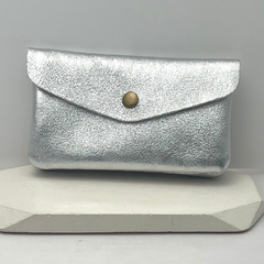 Genuine Leather Coin/Card Purse - Made in Italy - Silver - Majestico Gifts