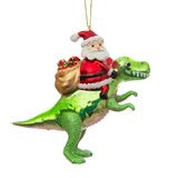 Dinosaur and Santa Shaped Christmas Glass Bauble - Majestico Gifts