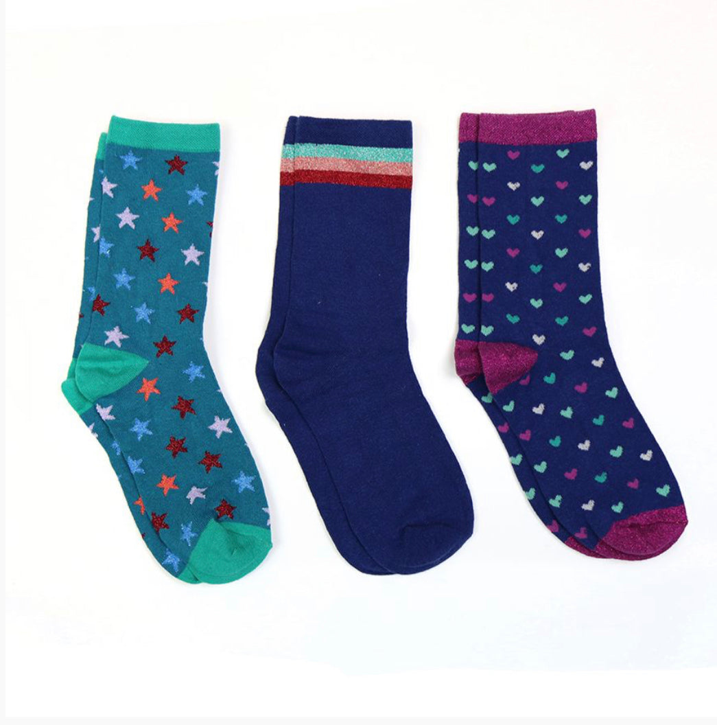 Ladies Socks Mixed Blues - Majestico Gifts