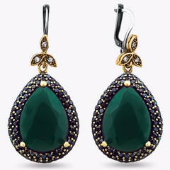 Turkish Handmade Hurrem Sultan Earrings - Emerald - Majestico Gifts