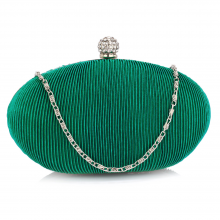 Emerald Green Crystal Satin Evening Clutch Bag - Majestico Gifts