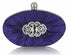 Navy Crystal Satin Rouched Hard Case Evening Bag - Majestico Gifts