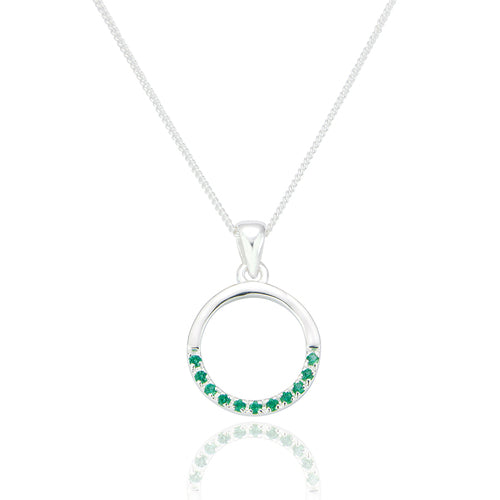 Maci Emerald Drop Pendant & Chain - Sterling Silver - Majestico Gifts