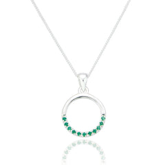 Maci Emerald Drop Pendant & Chain - Sterling Silver - Majestico Gifts