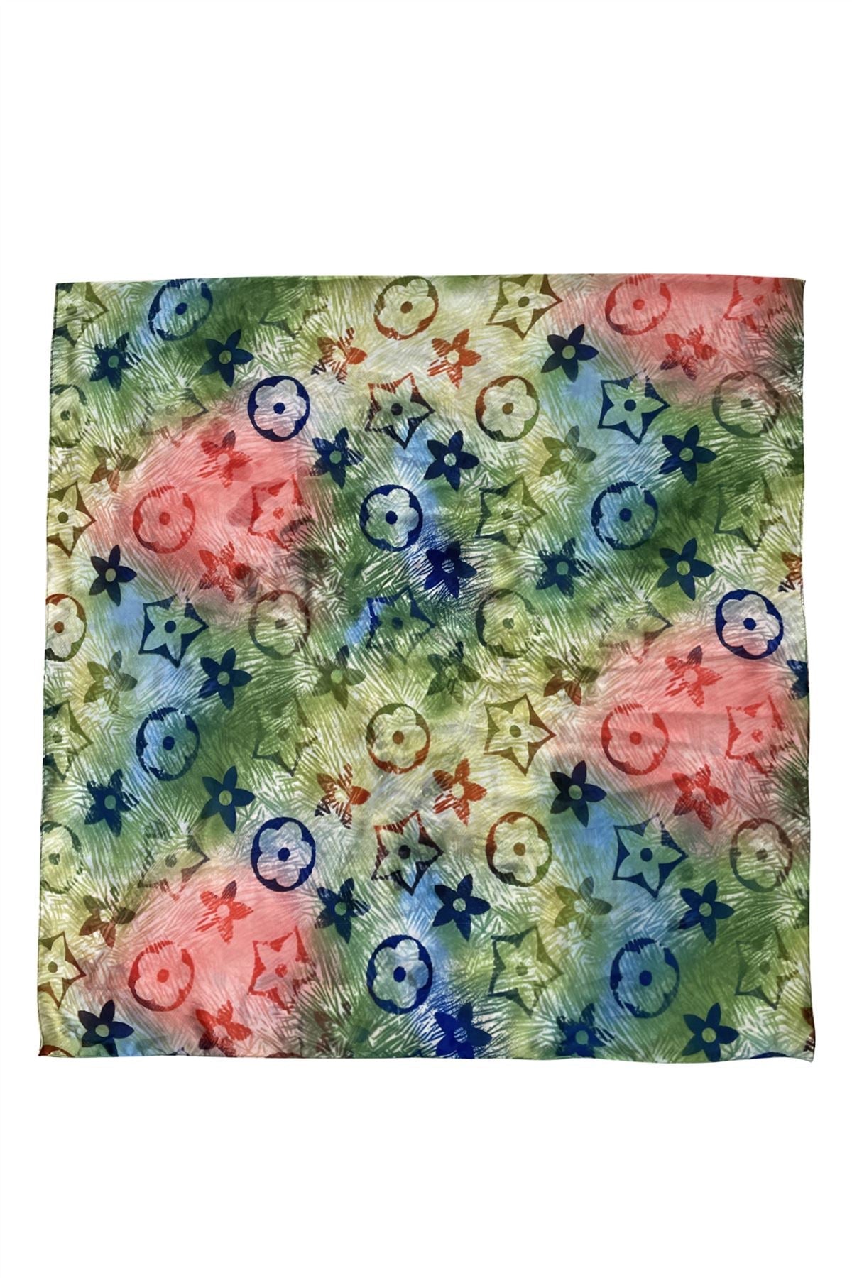 Ombre Sketch Flower Monogram Print Silk Scarf - Majestico Gifts