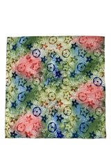 Ombre Sketch Flower Monogram Print Silk Scarf - Majestico Gifts