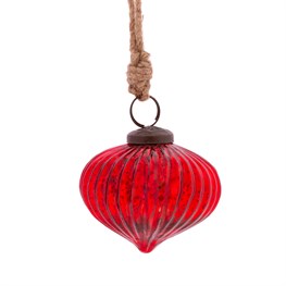 Red Crackle Glass Onion Bauble - Majestico Gifts