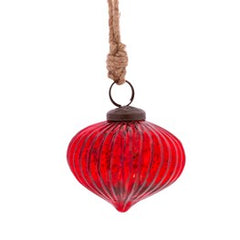 Red Crackle Glass Onion Bauble - Majestico Gifts