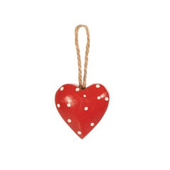 Red Polka Dot Wooden Mini Heart - Majestico Gifts