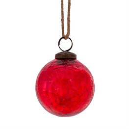Red Crackle Glass Bauble - Majestico Gifts