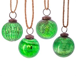 Crackle Glass Bauble - Set of 4 - Majestico Gifts