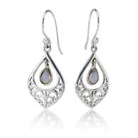 Sterling Silver Teardrop and Rainbow Moonstone Earrings - Majestico Gifts