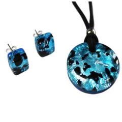 Murano Glass Pendant Necklace with Matching Earrings - Majestico Gifts