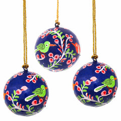 Set of 3 Handmade Petite Hanging Decoration - Bright Birds - Majestico Gifts