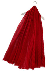 Diagonal Pleated Scarf with Frayed Edge - Majestico Gifts